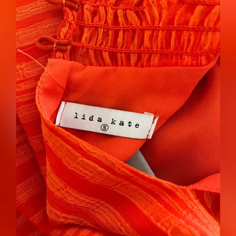Orange Striped Ruffle Dress - Picture 4 of 5